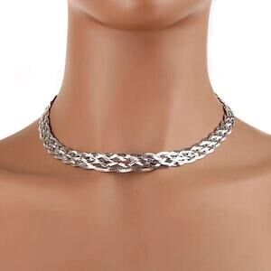 Elegant Sterling Silver Braided Necklace, Handcrafted Intricate Weave, P…